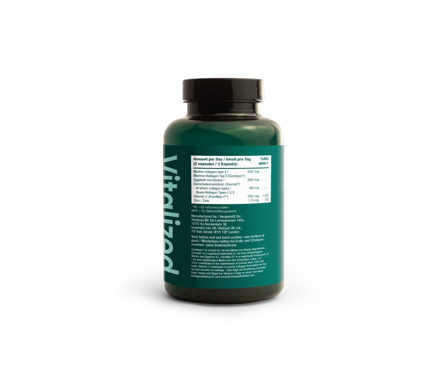 Vitalized Collagen Caps, 60 capsules, types I, II, V, X collagen, fish & eggshells, skin, hair, nails & joints, details